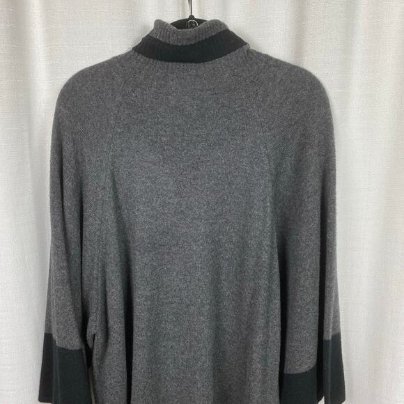 Kinross Cashmere Gray&Black 3/4 Sleeve Turtleneck Cashmere Sweater Sz.XL - Picture 8 of 8
